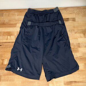 Lot of 2 pairs Men's Small Under Armour Heatgear Basketball Game Shorts Gray